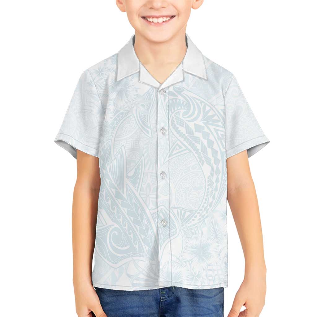 Polynesia Family Matching Tank Maxi Dress and Hawaiian Shirt Sharks Duo Tropical Off White LT7 Son's Shirt White - Polynesian Pride