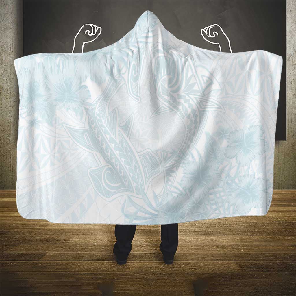 Polynesia Hooded Blanket Sharks Duo Tropical Off White