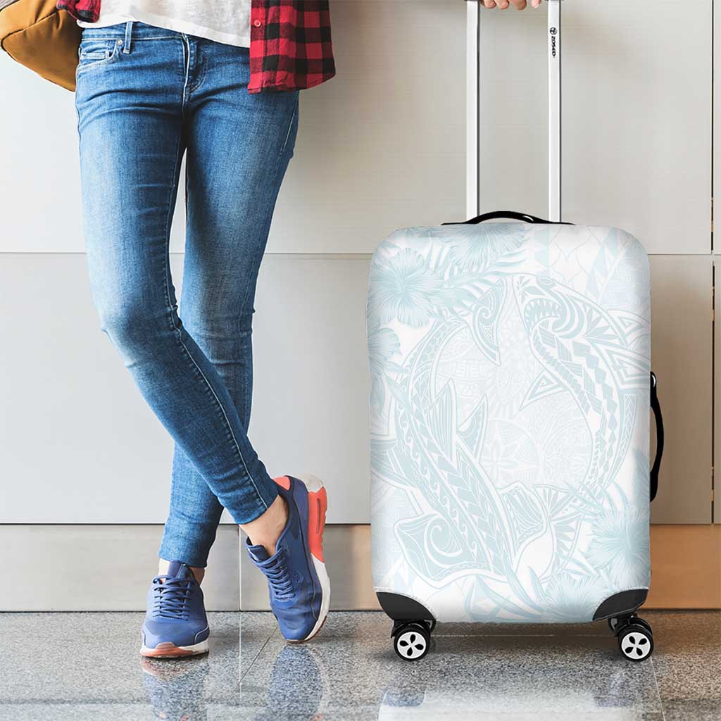 Polynesia Luggage Cover Sharks Duo Tropical Off White