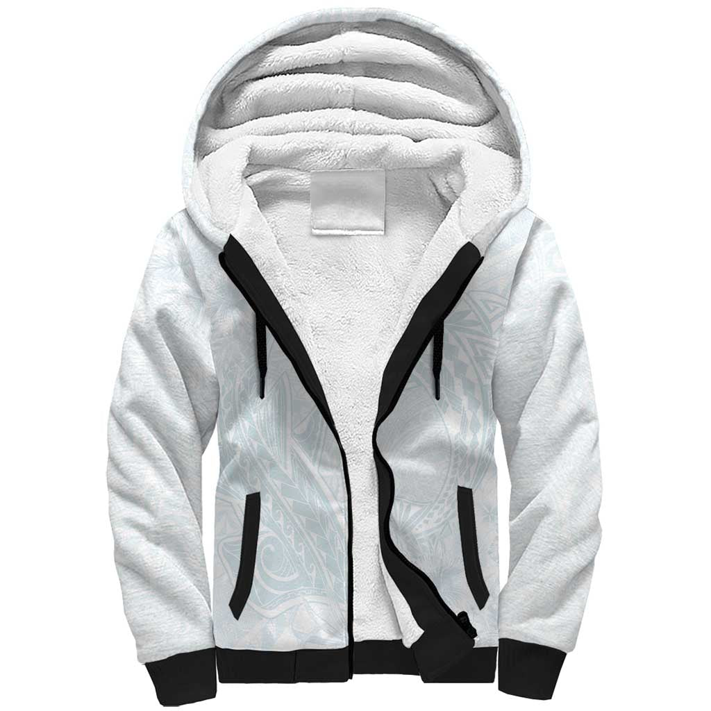 Polynesia Sherpa Hoodie Sharks Duo Tropical Off White LT7 Unisex White - Polynesian Pride