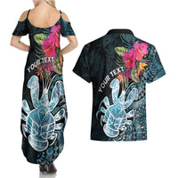 Niue Personalised Couples Matching Summer Maxi Dress and Hawaiian Shirt Hiapo Mix Coconut Crab LT7 - Polynesian Pride