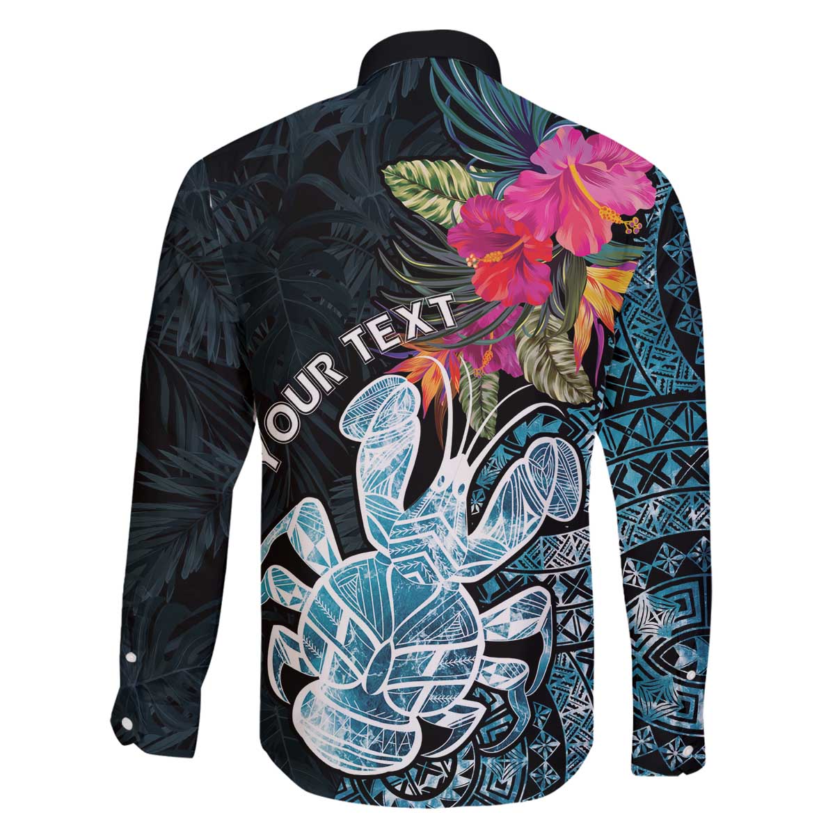 Niue Personalised Family Matching Off The Shoulder Long Sleeve Dress and Hawaiian Shirt Hiapo Mix Coconut Crab LT7 - Polynesian Pride
