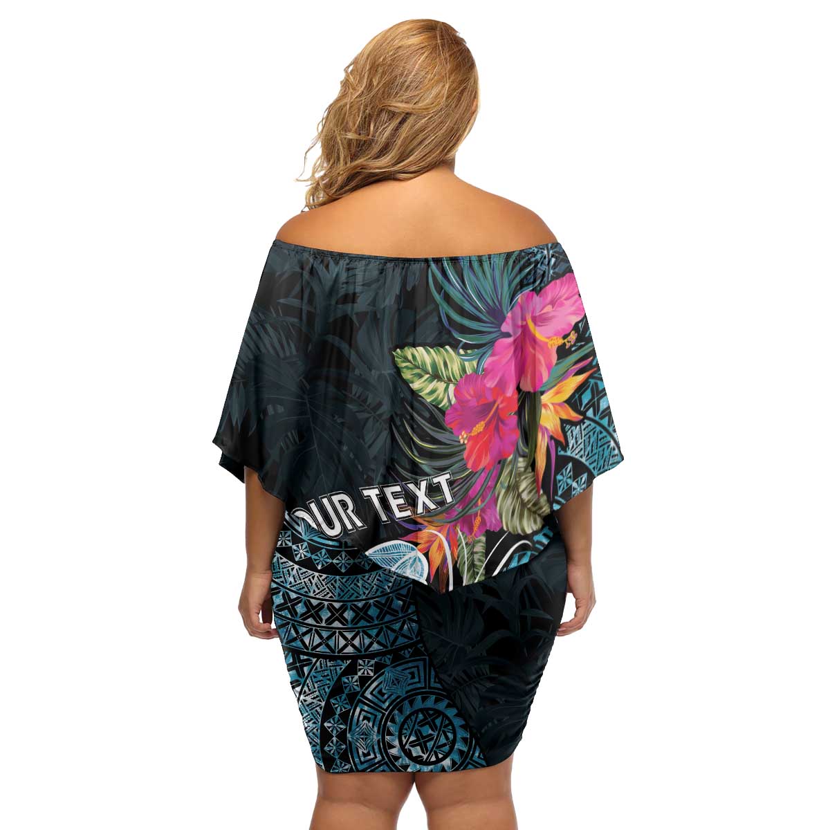 Niue Personalised Family Matching Off Shoulder Short Dress and Hawaiian Shirt Hiapo Mix Coconut Crab LT7 - Polynesian Pride