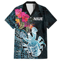 Niue Personalised Family Matching Summer Maxi Dress and Hawaiian Shirt Hiapo Mix Coconut Crab LT7 Dad's Shirt - Short Sleeve Art - Polynesian Pride