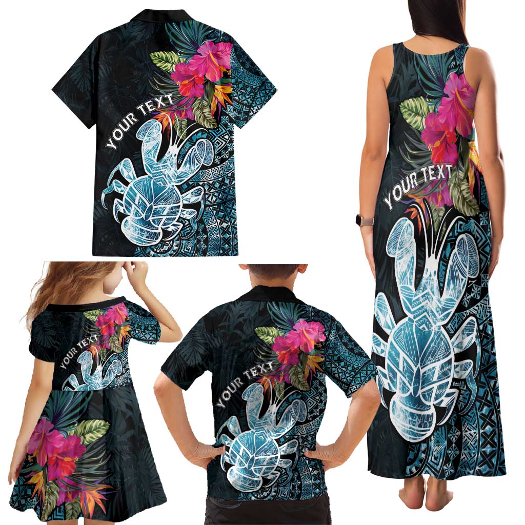 Niue Personalised Family Matching Tank Maxi Dress and Hawaiian Shirt Hiapo Mix Coconut Crab LT7 - Polynesian Pride