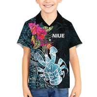 Niue Personalised Family Matching Tank Maxi Dress and Hawaiian Shirt Hiapo Mix Coconut Crab LT7 Son's Shirt Art - Polynesian Pride