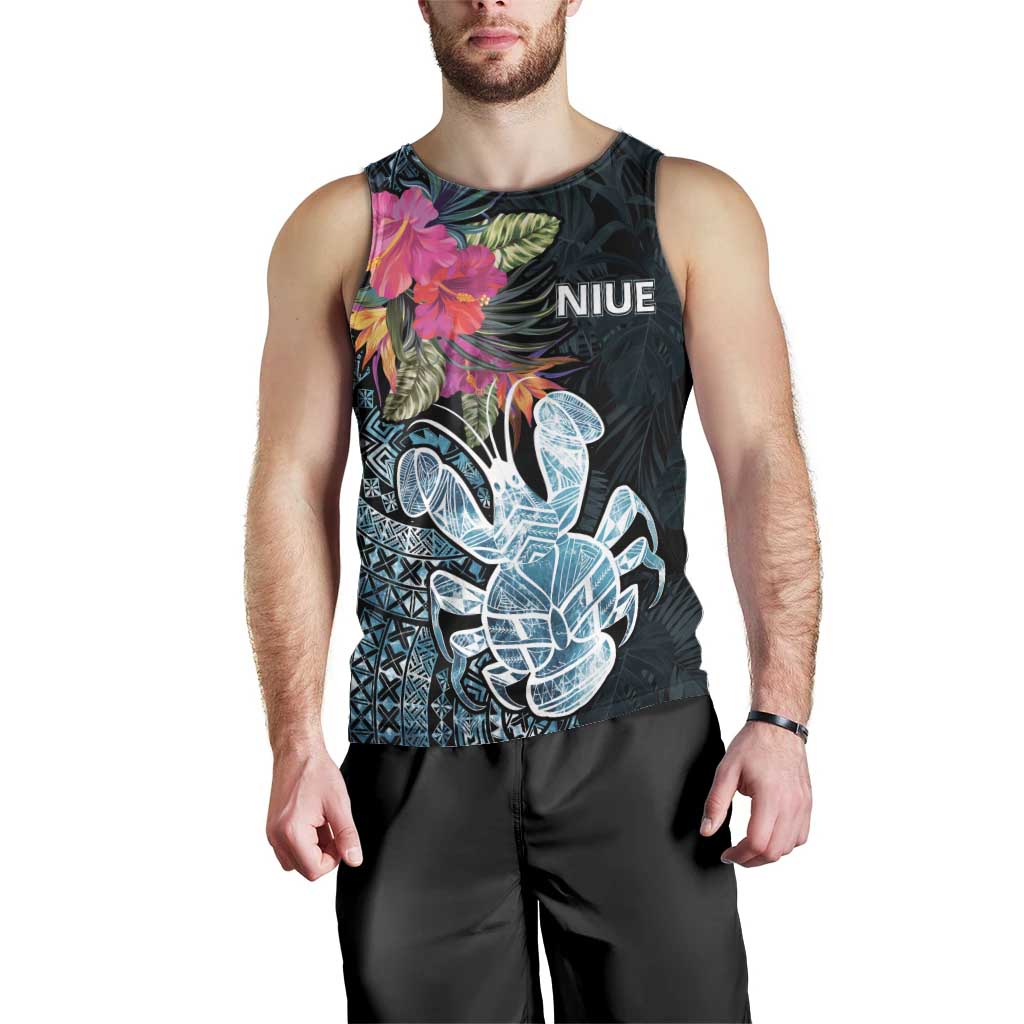 Niue Personalised Men Tank Top Hiapo Mix Coconut Crab LT7 - Polynesian Pride