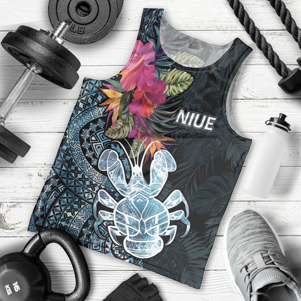 Niue Personalised Men Tank Top Hiapo Mix Coconut Crab LT7 - Polynesian Pride