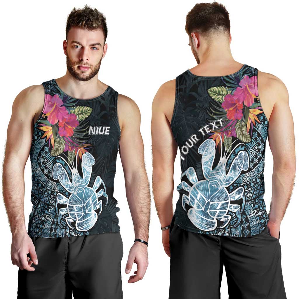 Niue Personalised Men Tank Top Hiapo Mix Coconut Crab LT7 - Polynesian Pride