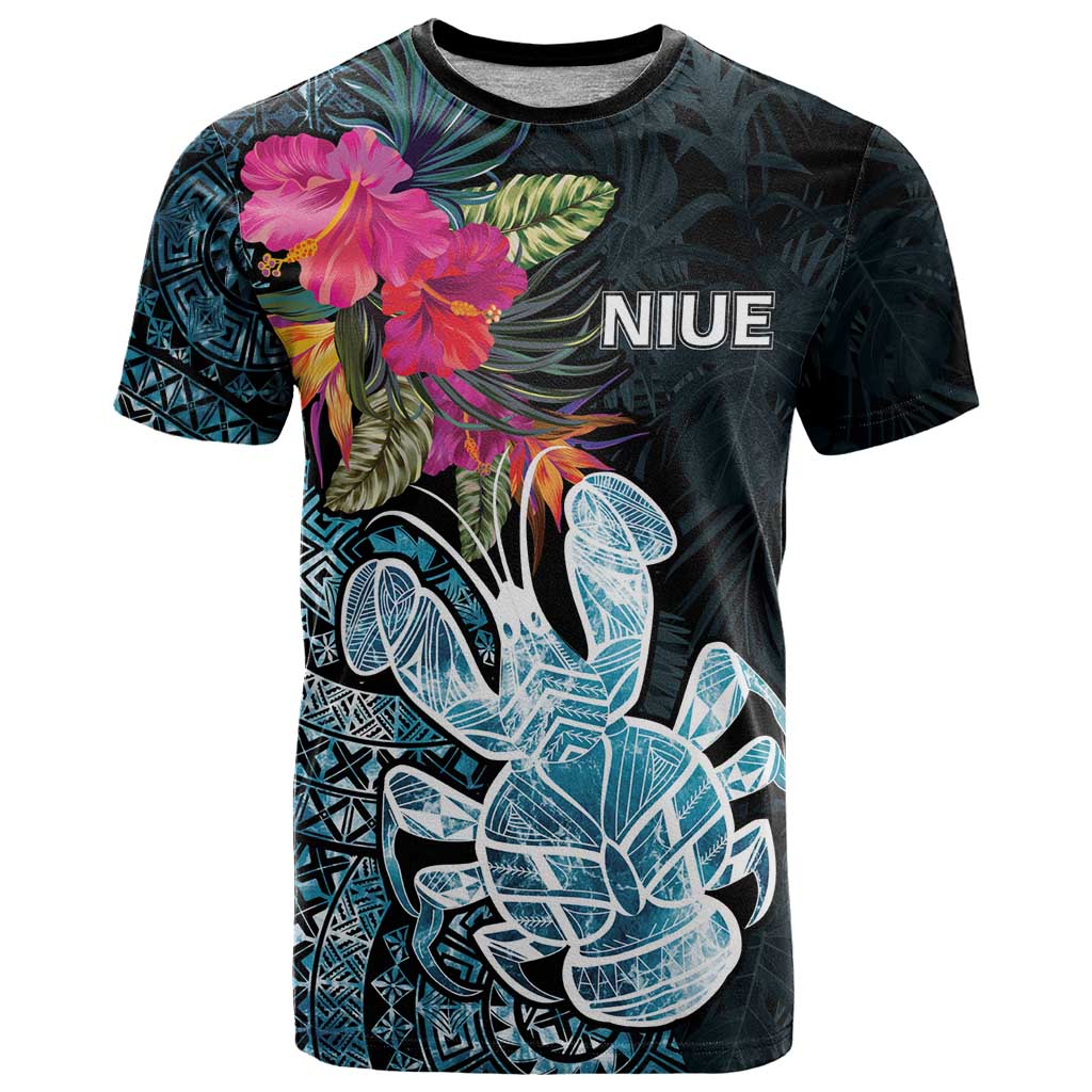 Niue Personalised T Shirt Hiapo Mix Coconut Crab LT7 Art - Polynesian Pride
