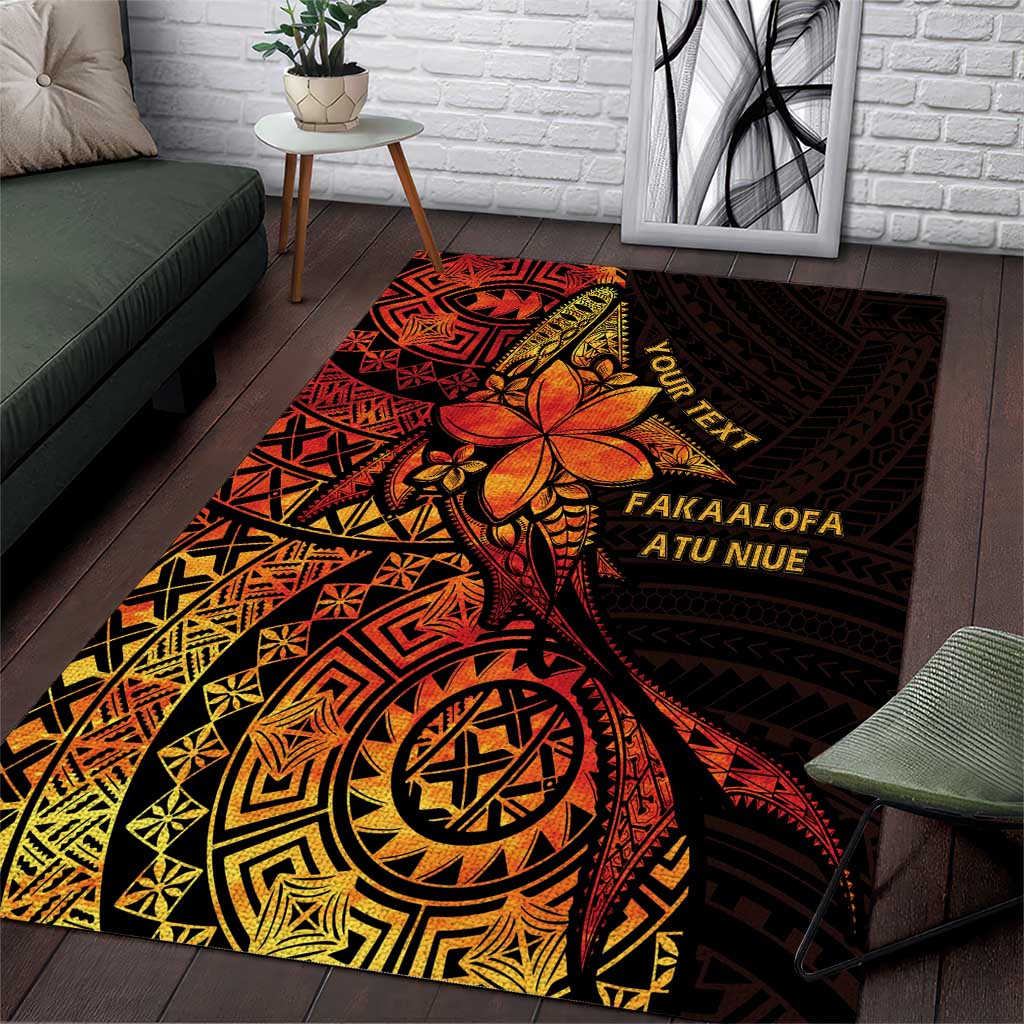 Niue Fakaalofa Atu Personalised Area Rug Whale Hiapo Fiery Motif LT7 Art - Polynesian Pride