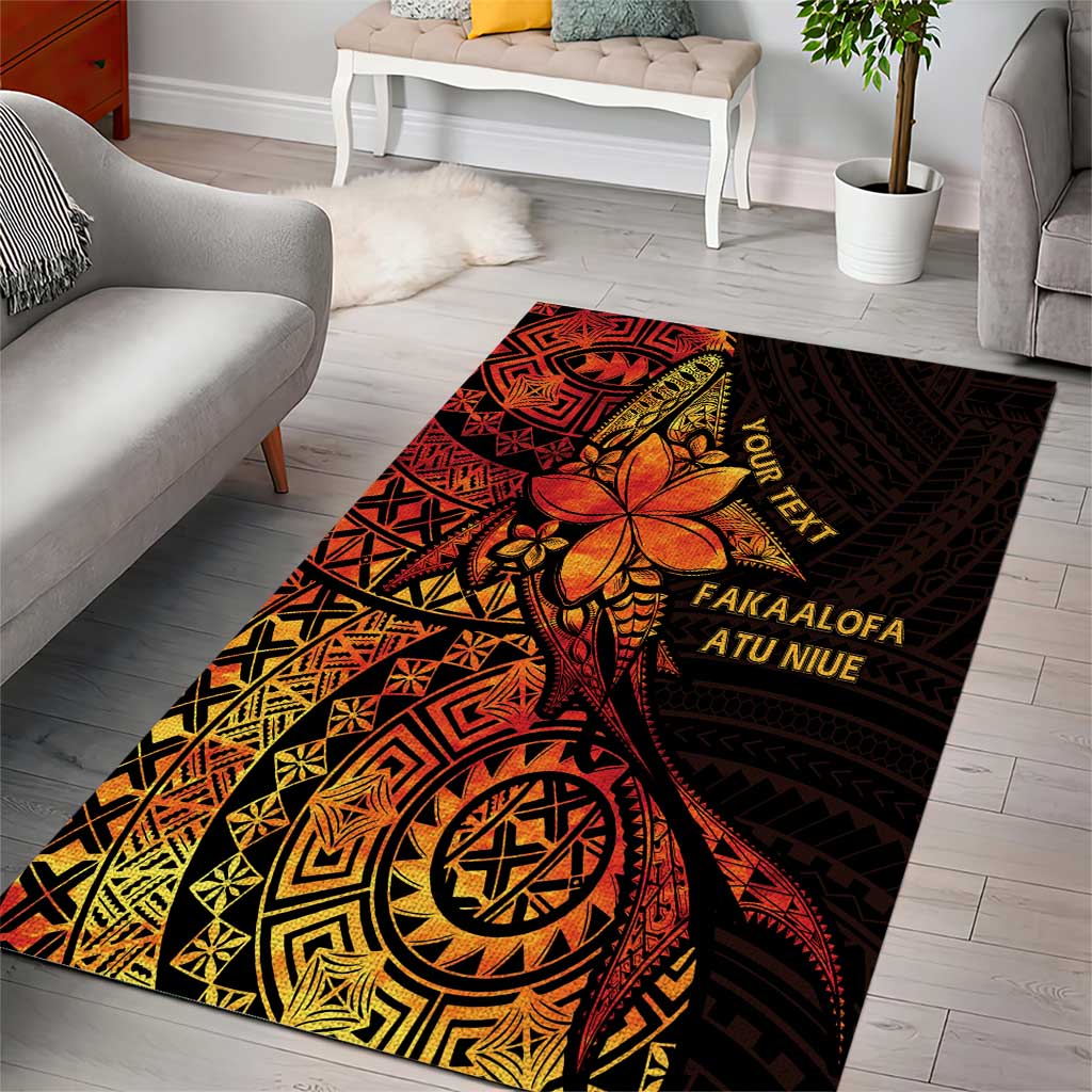 Niue Fakaalofa Atu Personalised Area Rug Whale Hiapo Fiery Motif LT7 - Polynesian Pride
