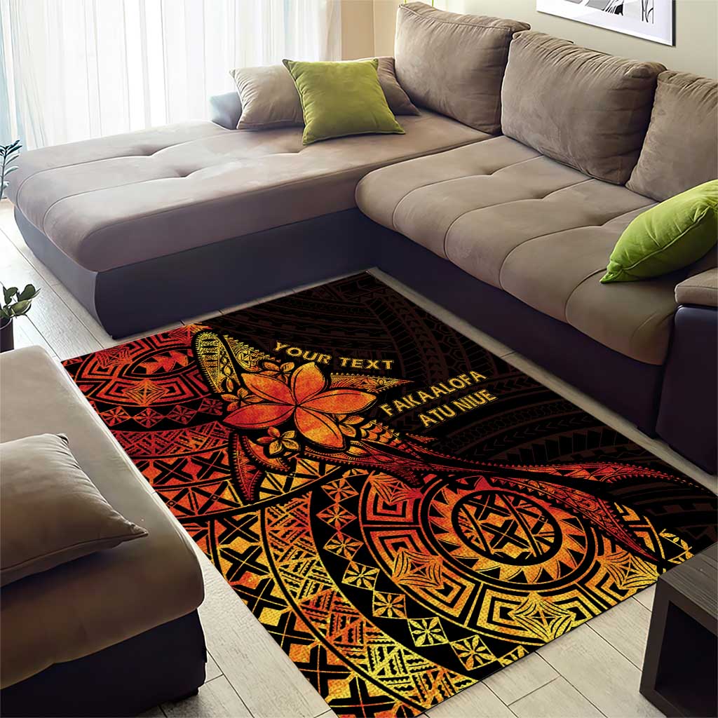Niue Fakaalofa Atu Personalised Area Rug Whale Hiapo Fiery Motif LT7 - Polynesian Pride