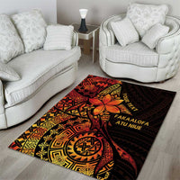 Niue Fakaalofa Atu Personalised Area Rug Whale Hiapo Fiery Motif LT7 - Polynesian Pride