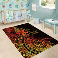 Niue Fakaalofa Atu Personalised Area Rug Whale Hiapo Fiery Motif LT7 - Polynesian Pride
