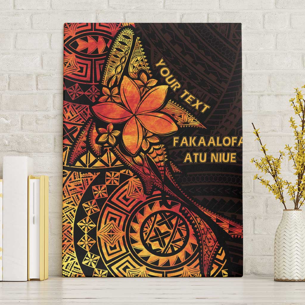 Niue Fakaalofa Atu Personalised Canvas Wall Art Whale Hiapo Fiery Motif LT7 Without Frame Art - Polynesian Pride