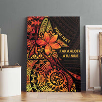 Niue Fakaalofa Atu Personalised Canvas Wall Art Whale Hiapo Fiery Motif LT7 - Polynesian Pride