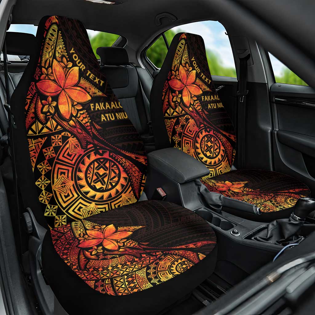 Niue Fakaalofa Atu Personalised Car Seat Cover Whale Hiapo Fiery Motif LT7 One Size Art - Polynesian Pride