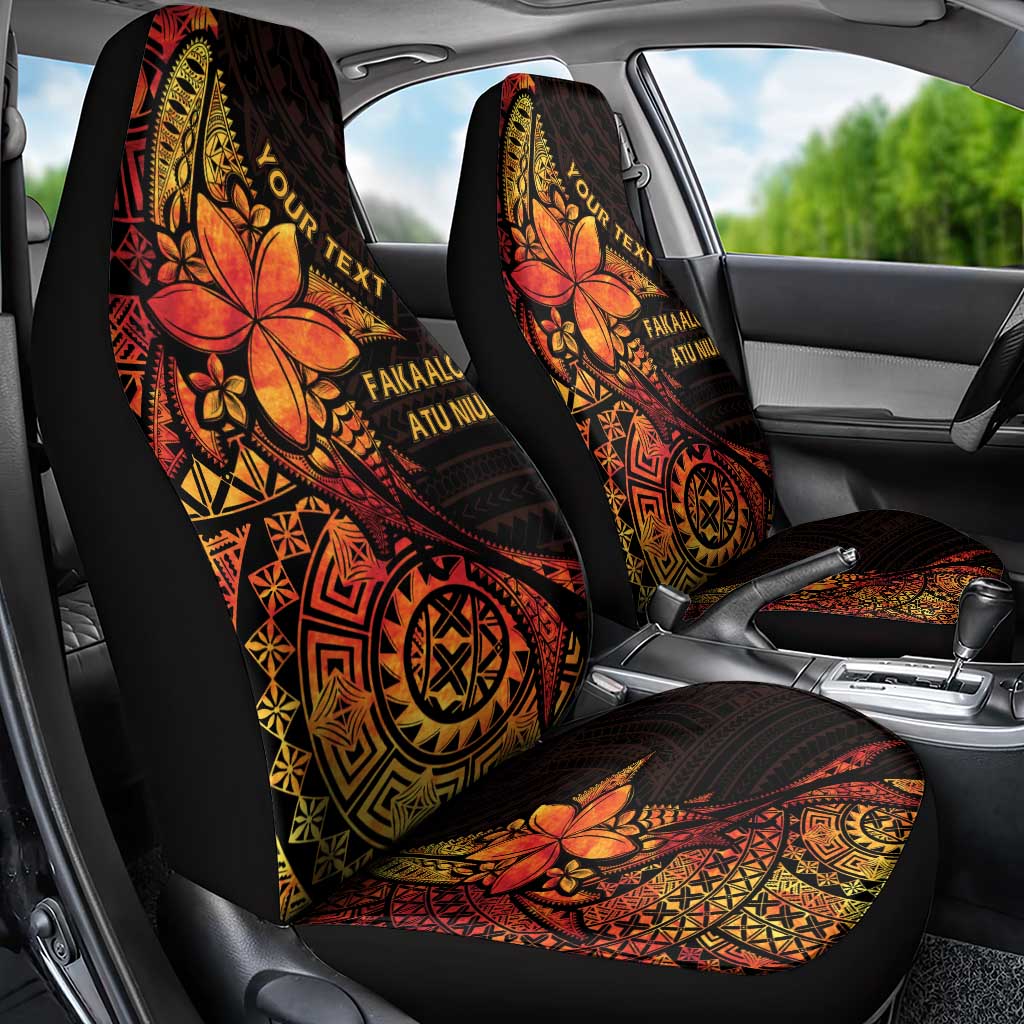 Niue Fakaalofa Atu Personalised Car Seat Cover Whale Hiapo Fiery Motif LT7 - Polynesian Pride
