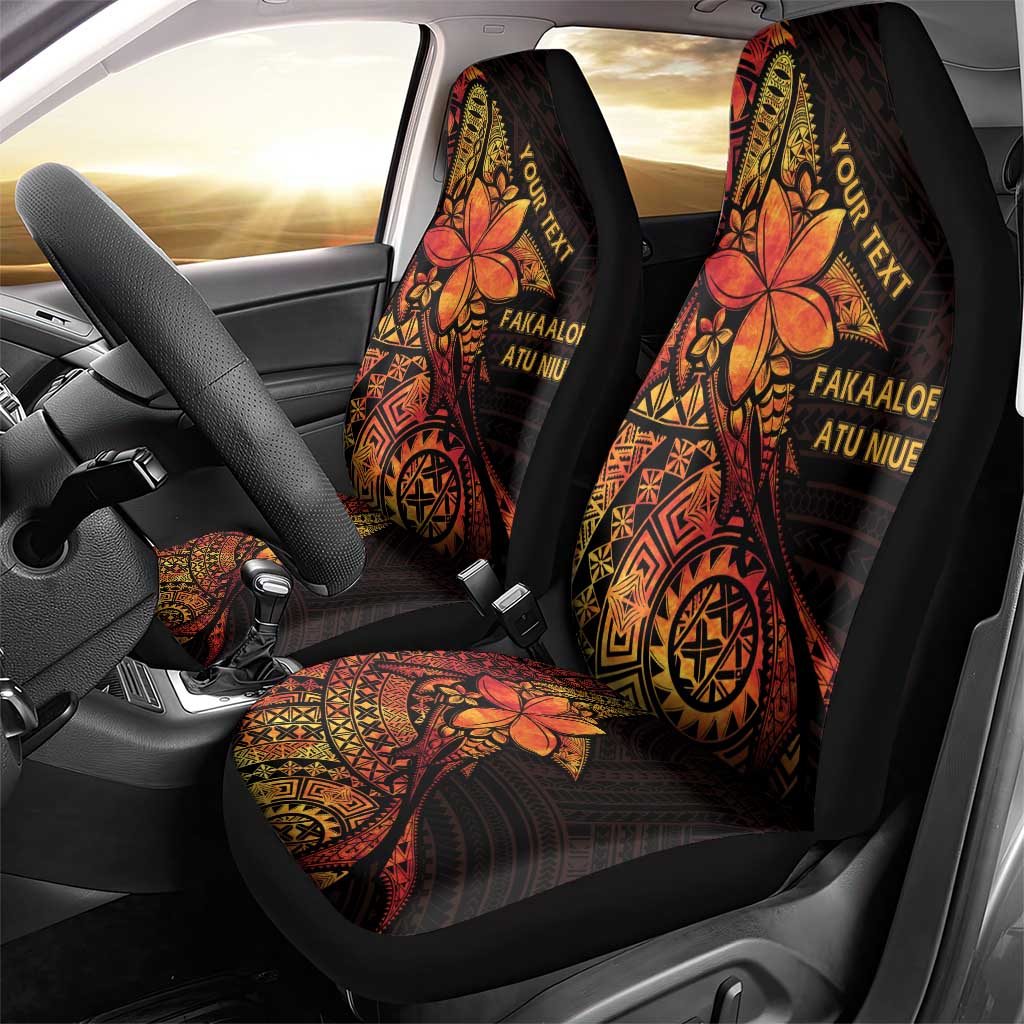 Niue Fakaalofa Atu Personalised Car Seat Cover Whale Hiapo Fiery Motif LT7 - Polynesian Pride