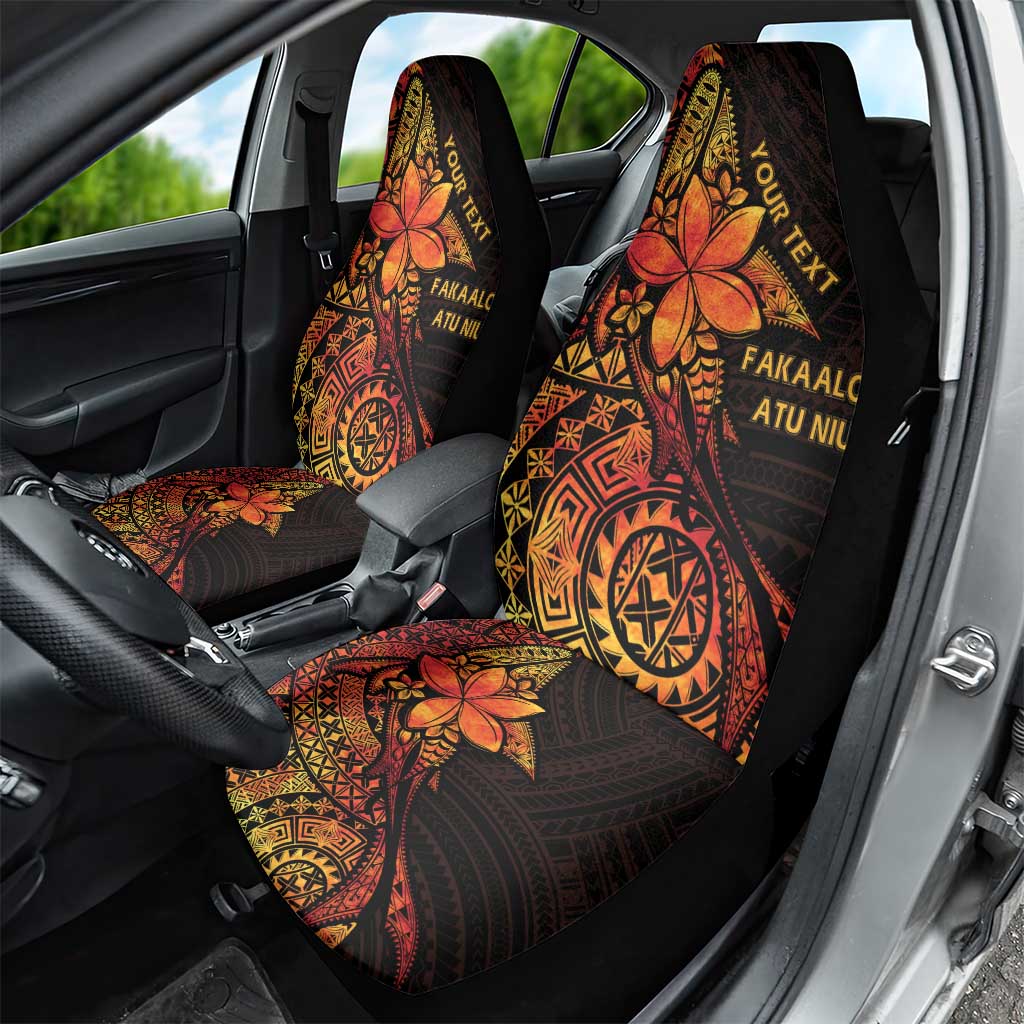 Niue Fakaalofa Atu Personalised Car Seat Cover Whale Hiapo Fiery Motif LT7 - Polynesian Pride