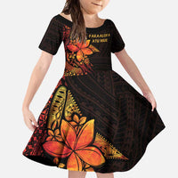 Niue Fakaalofa Atu Personalised Family Matching Off Shoulder Maxi Dress and Hawaiian Shirt Whale Hiapo Fiery Motif LT7 Daughter's Dress Art - Polynesian Pride