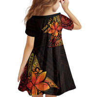 Niue Fakaalofa Atu Personalised Family Matching Off Shoulder Short Dress and Hawaiian Shirt Whale Hiapo Fiery Motif LT7 - Polynesian Pride