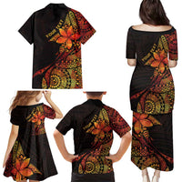 Niue Fakaalofa Atu Personalised Family Matching Puletasi and Hawaiian Shirt Whale Hiapo Fiery Motif LT7 - Polynesian Pride