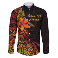 Niue Fakaalofa Atu Personalised Family Matching Puletasi and Hawaiian Shirt Whale Hiapo Fiery Motif LT7 Dad's Shirt - Long Sleeve Art - Polynesian Pride