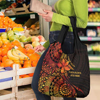 Niue Fakaalofa Atu Personalised Grocery Bag Whale Hiapo Fiery Motif LT7 - Polynesian Pride