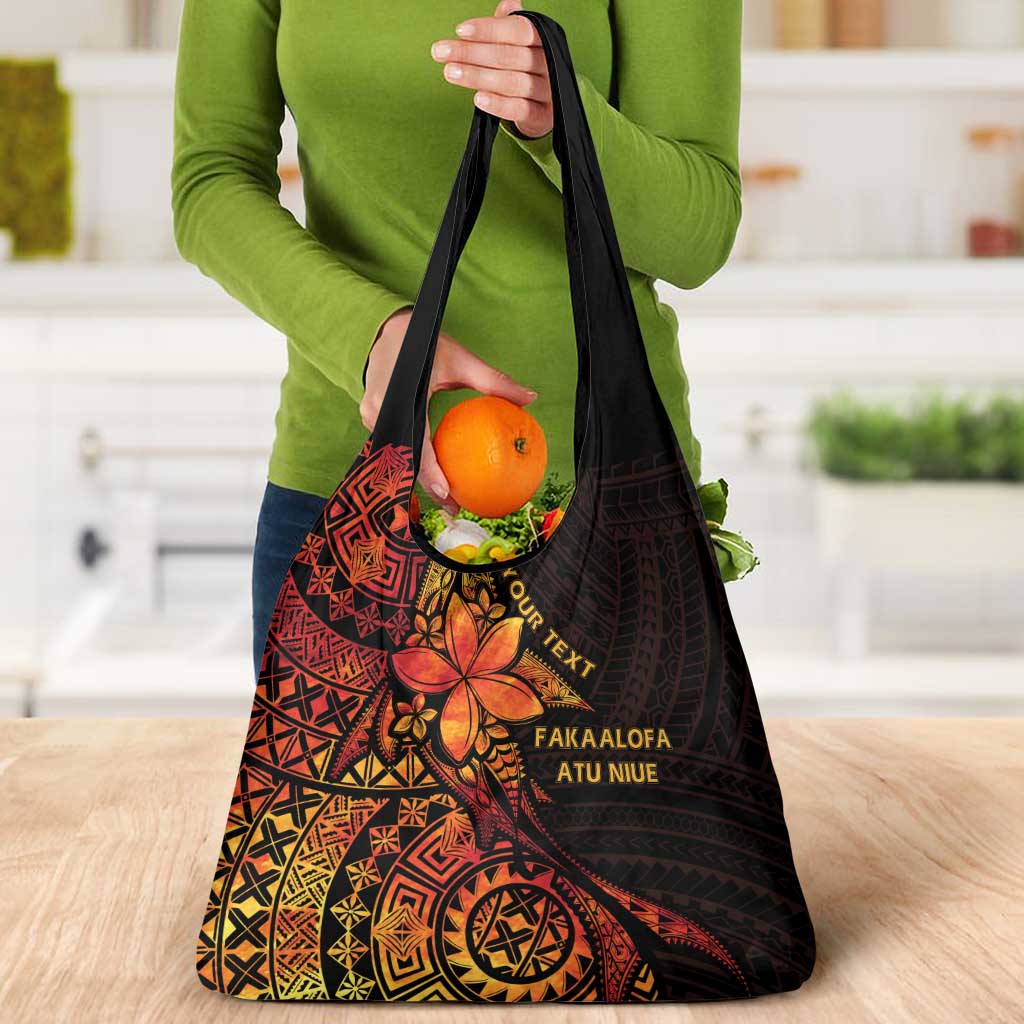 Niue Fakaalofa Atu Personalised Grocery Bag Whale Hiapo Fiery Motif LT7 - Polynesian Pride