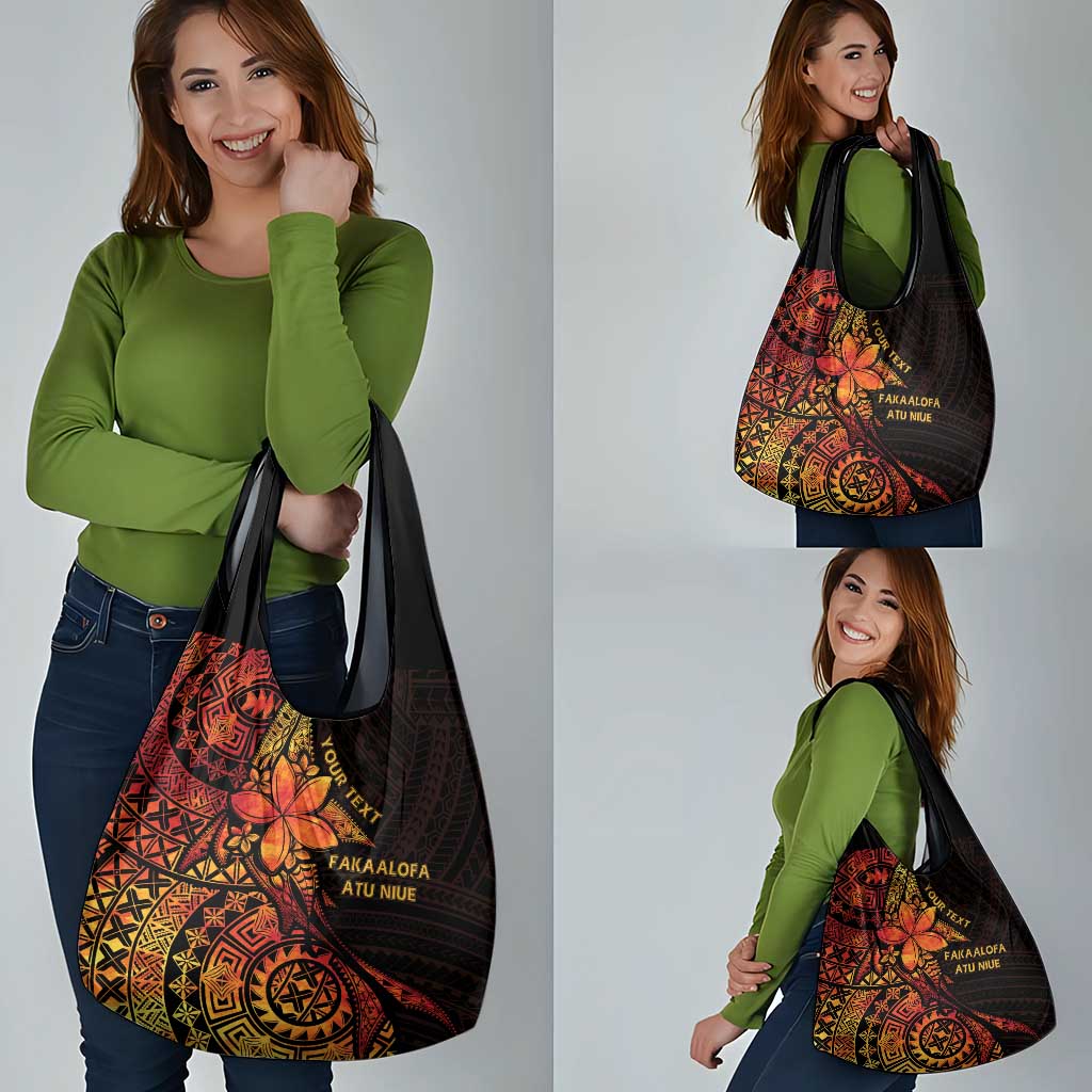 Niue Fakaalofa Atu Personalised Grocery Bag Whale Hiapo Fiery Motif LT7 - Polynesian Pride