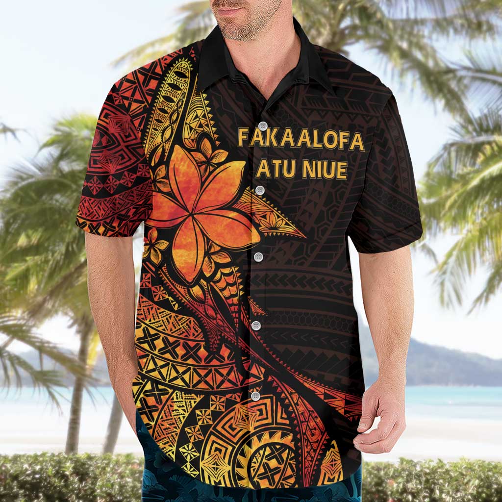 Niue Fakaalofa Atu Personalised Hawaiian Shirt Whale Hiapo Fiery Motif LT7 - Polynesian Pride