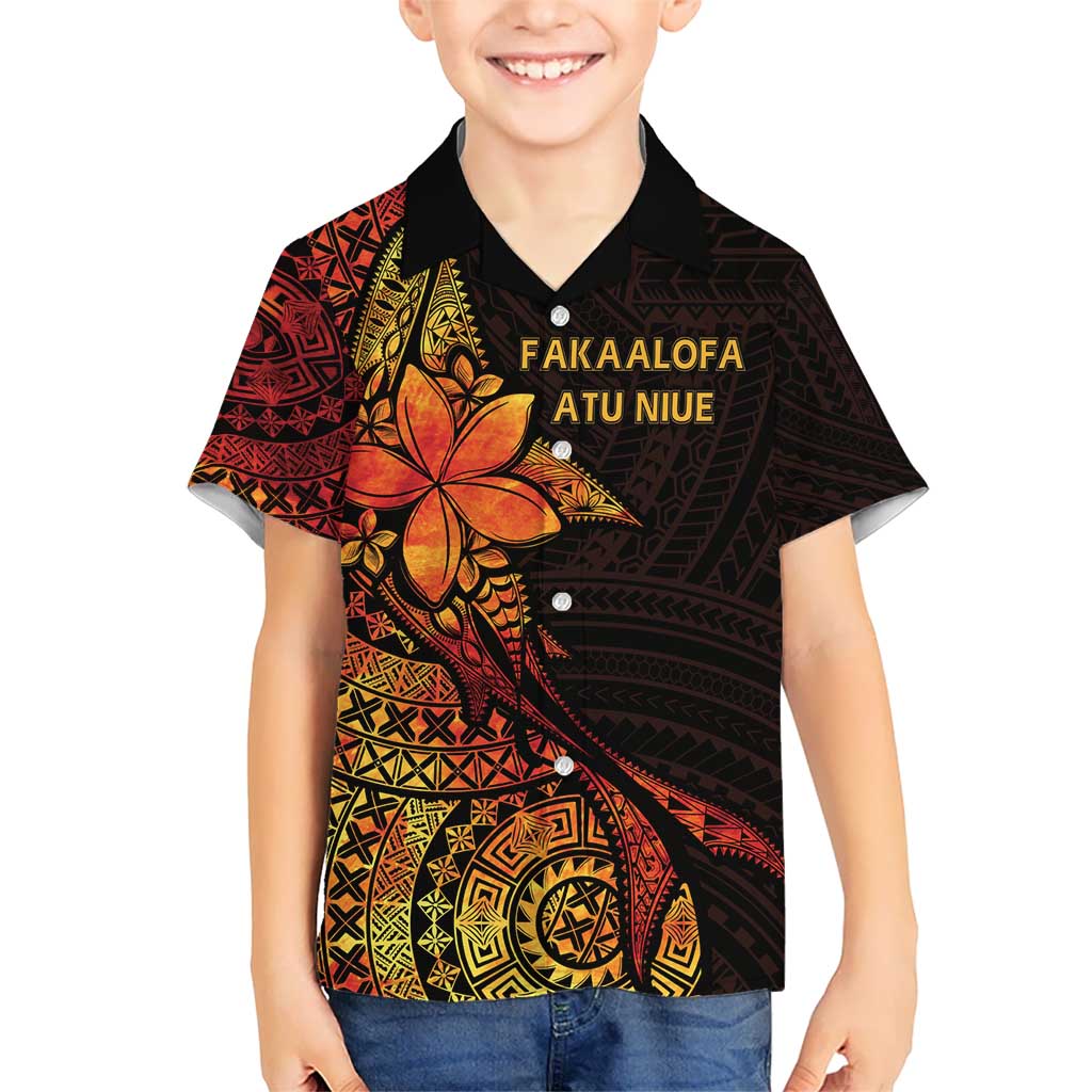 Niue Fakaalofa Atu Personalised Hawaiian Shirt Whale Hiapo Fiery Motif LT7 - Polynesian Pride
