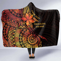 Niue Fakaalofa Atu Personalised Hooded Blanket Whale Hiapo Fiery Motif LT7 One Size Art - Polynesian Pride