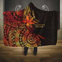 Niue Fakaalofa Atu Personalised Hooded Blanket Whale Hiapo Fiery Motif LT7 - Polynesian Pride