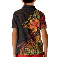 Niue Fakaalofa Atu Personalised Kid Polo Shirt Whale Hiapo Fiery Motif LT7 - Polynesian Pride
