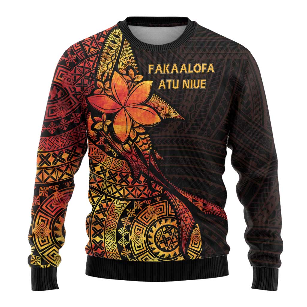 Niue Fakaalofa Atu Ugly Christmas Sweater Whale Hiapo Fiery Motif LT7 - Polynesian Pride