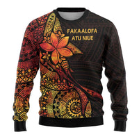 Niue Fakaalofa Atu Ugly Christmas Sweater Whale Hiapo Fiery Motif LT7 - Polynesian Pride