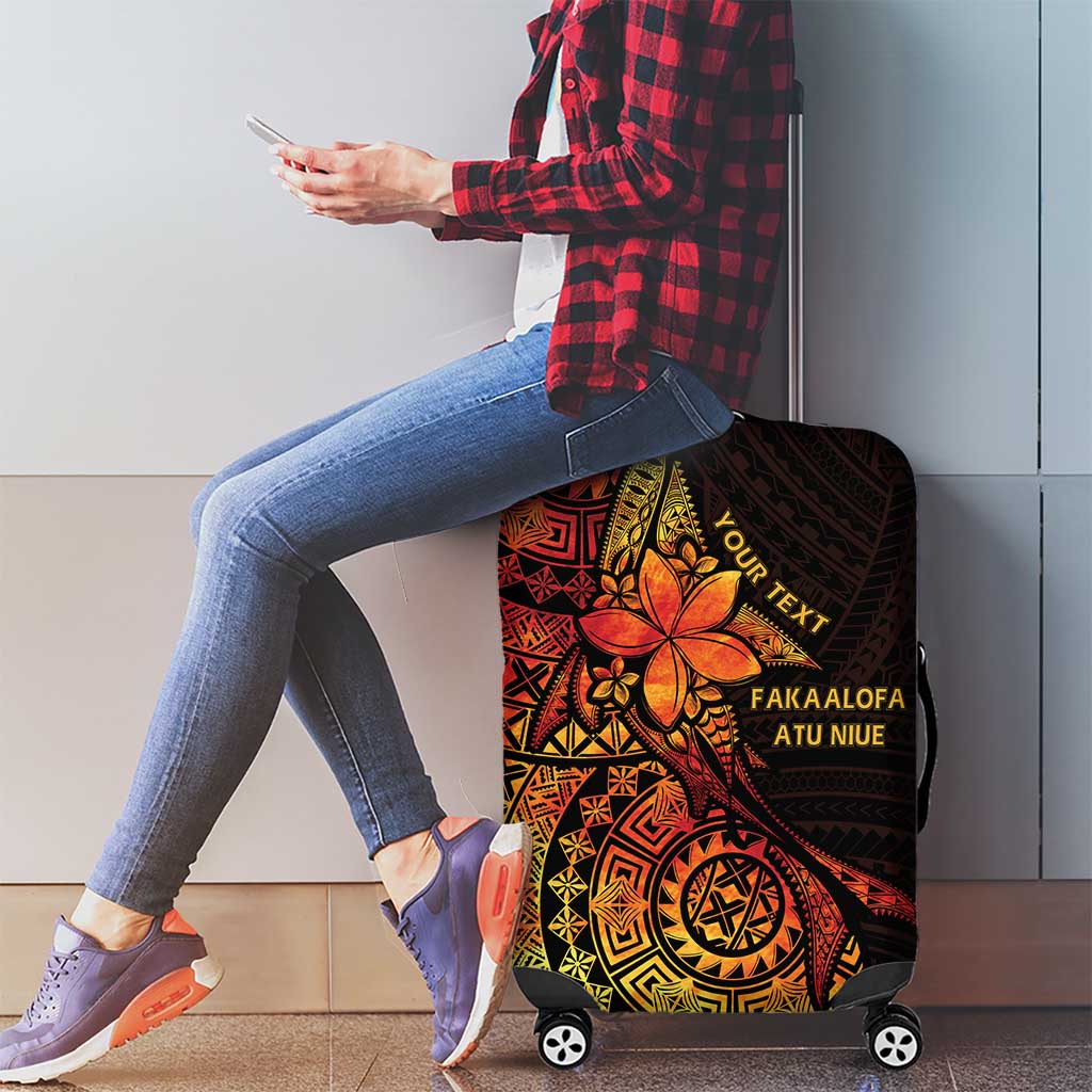 Niue Fakaalofa Atu Personalised Luggage Cover Whale Hiapo Fiery Motif LT7 - Polynesian Pride
