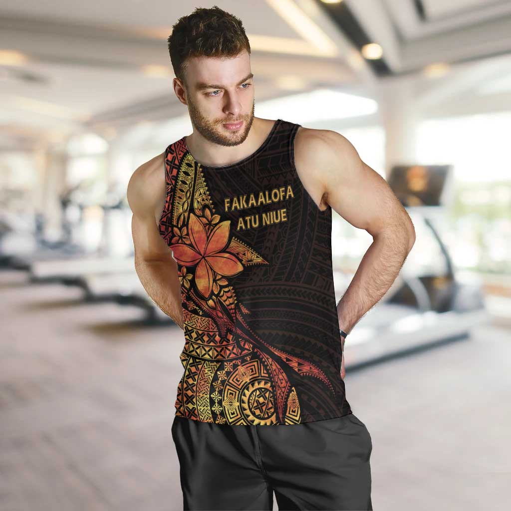 Niue Fakaalofa Atu Personalised Men Tank Top Whale Hiapo Fiery Motif LT7 Art - Polynesian Pride