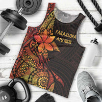 Niue Fakaalofa Atu Personalised Men Tank Top Whale Hiapo Fiery Motif LT7 - Polynesian Pride