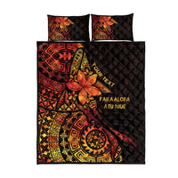 Niue Fakaalofa Atu Personalised Quilt Bed Set Whale Hiapo Fiery Motif LT7 - Polynesian Pride