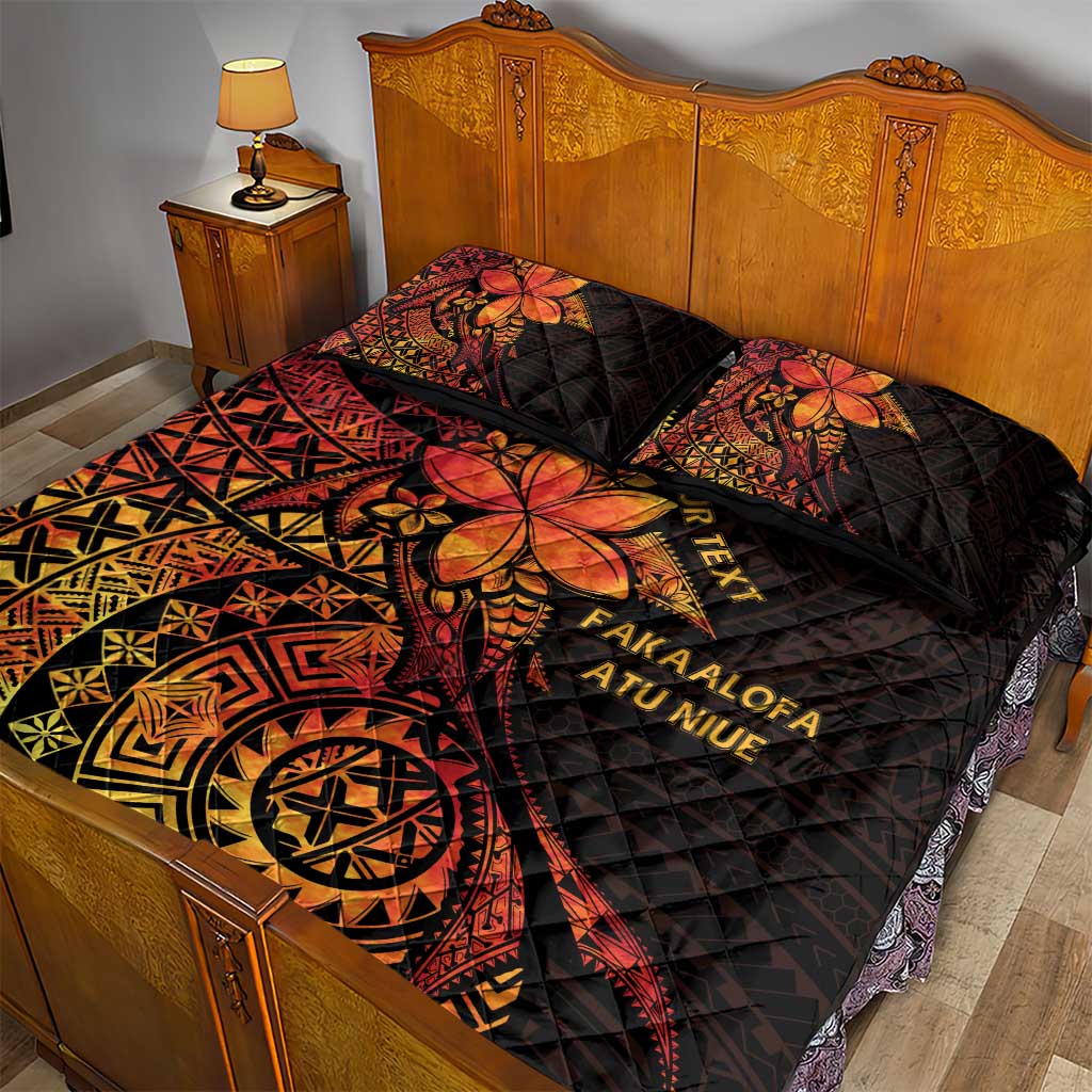 Niue Fakaalofa Atu Personalised Quilt Bed Set Whale Hiapo Fiery Motif LT7 - Polynesian Pride