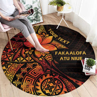 Niue Fakaalofa Atu Personalised Round Carpet Whale Hiapo Fiery Motif LT7 - Polynesian Pride