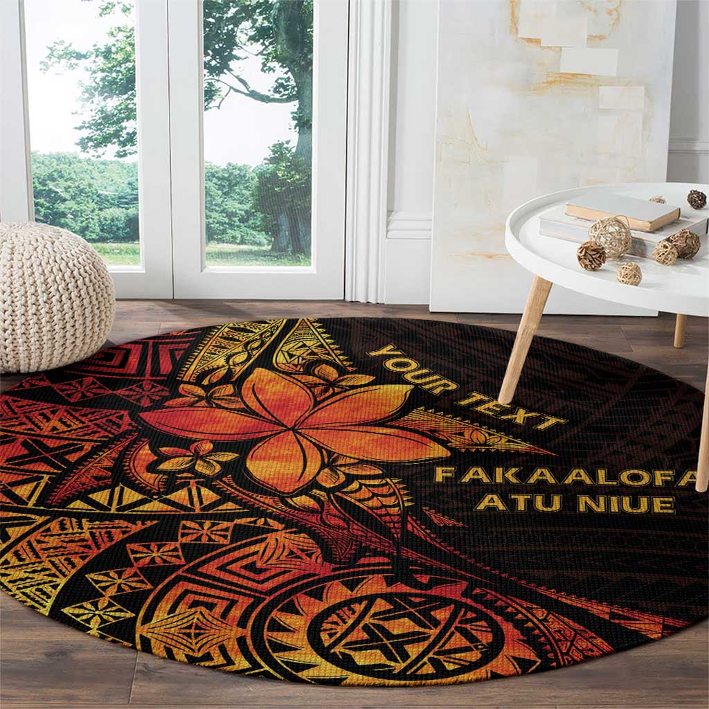 Niue Fakaalofa Atu Personalised Round Carpet Whale Hiapo Fiery Motif LT7 - Polynesian Pride