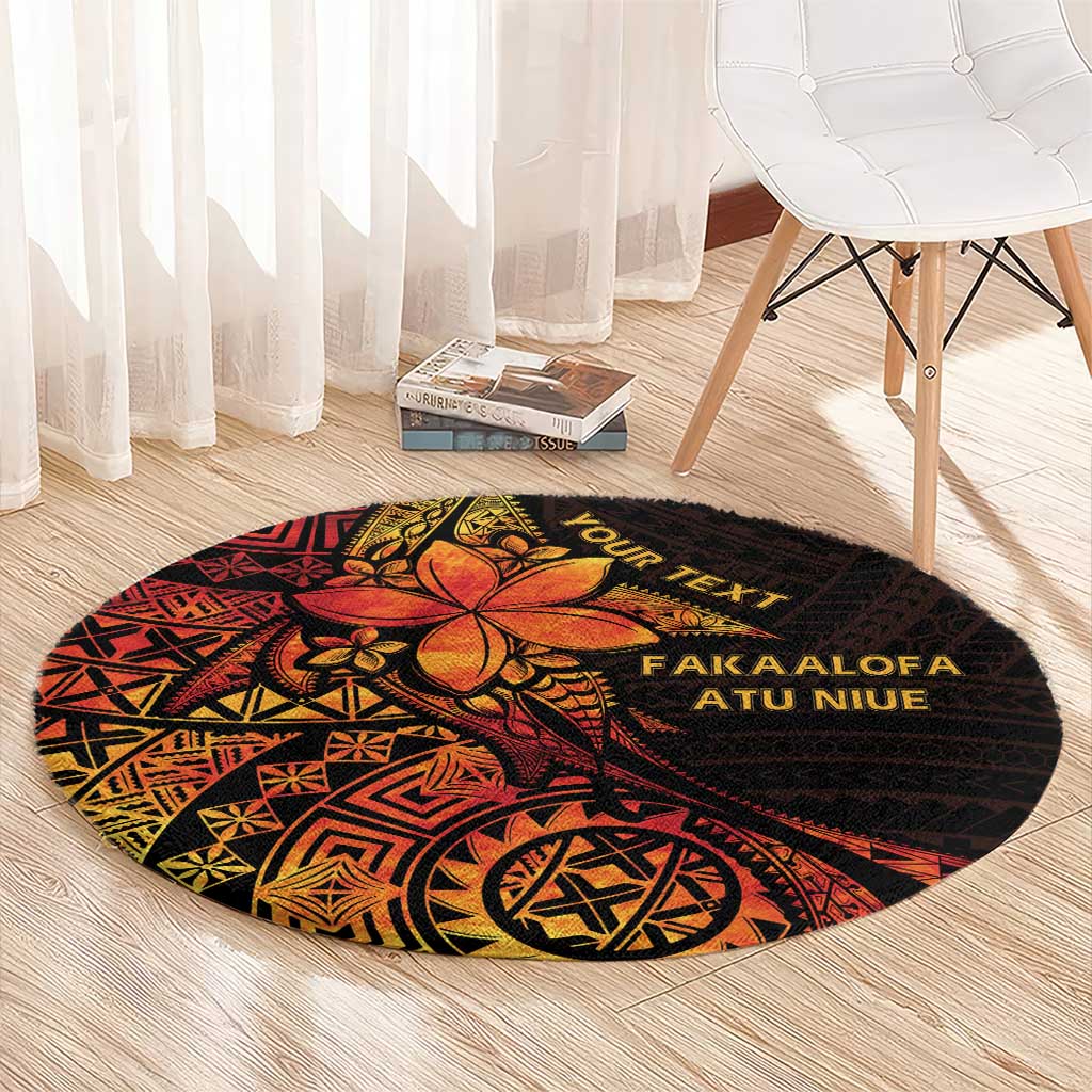 Niue Fakaalofa Atu Personalised Round Carpet Whale Hiapo Fiery Motif LT7 - Polynesian Pride
