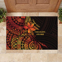 Niue Fakaalofa Atu Personalised Rubber Doormat Whale Hiapo Fiery Motif LT7 Art - Polynesian Pride