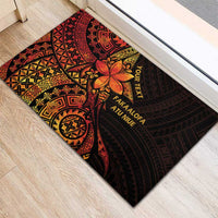 Niue Fakaalofa Atu Personalised Rubber Doormat Whale Hiapo Fiery Motif LT7 - Polynesian Pride