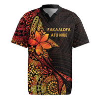 Niue Fakaalofa Atu Personalised Rugby Jersey Whale Hiapo Fiery Motif LT7 Art - Polynesian Pride